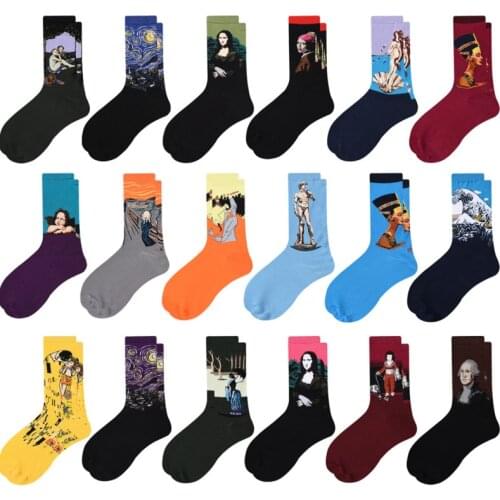 New Autumn And Winter Fashion Unisex Socks College Style Art Oil Painting Graffiti Personality Trend Color Cotton Ladies Socks