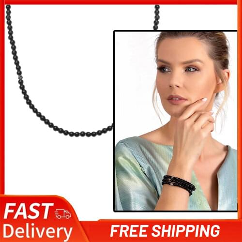 Both Bracelet Necklace Rosary 99 Black Onyx Natural Stone Accessory Woman Vintage Casual Jewelry Design Quality Best Gift