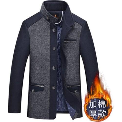 Autumn Winter Mens Wool Coat 2021 New Solid Color Cold Resistant Men Woolen Overcoat Casual Trench Coat Male Plus Size D154