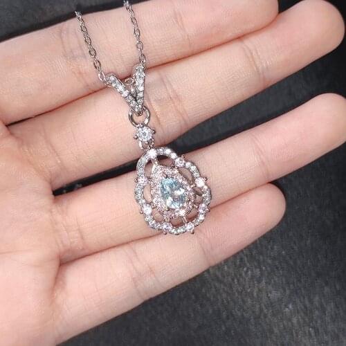 Fashion Fine Pendant Necklace Inlay Water Drop AAA Zircon Elegant 925 Silver Hollow Jewelry For Women Wedding Engagement Gifts