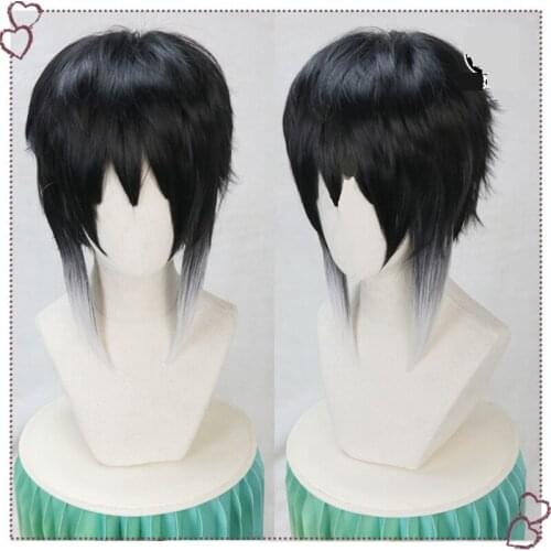 New Bungo Stray Dogs Cosplay Ryunosuke Akutagawa Wig Black White Heat Resistant Syntehtic Hair Cosplay Wig+ Wig Hat