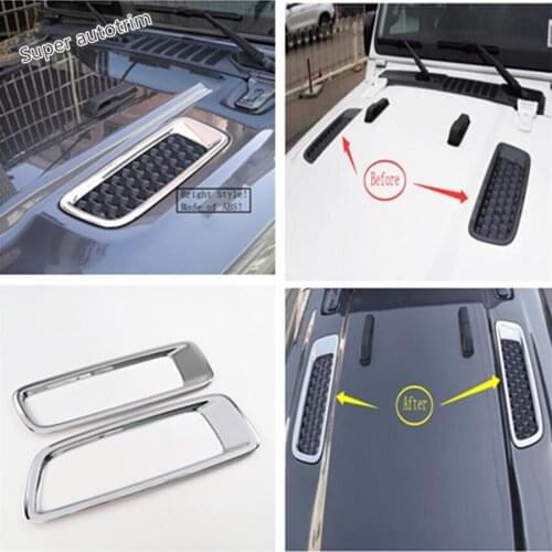 Lapetus Front Engine Hood Air Conditioning AC Outlet Vent Cover Accessories Exterior Trim Fit For Jeep Wrangler JL 2018 - 2020
