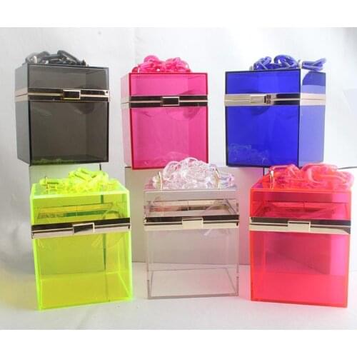 Transparent Clear Acrylic Party Prom Clutch Purse Wedding Banquet Handbag Chain Strap for Women Girls