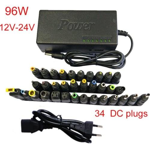96W 12V 24V Adjustable power supply Charger 34 connector head Universal battery Adapter For Dell Toshiba Hp Asus Acer Laptops