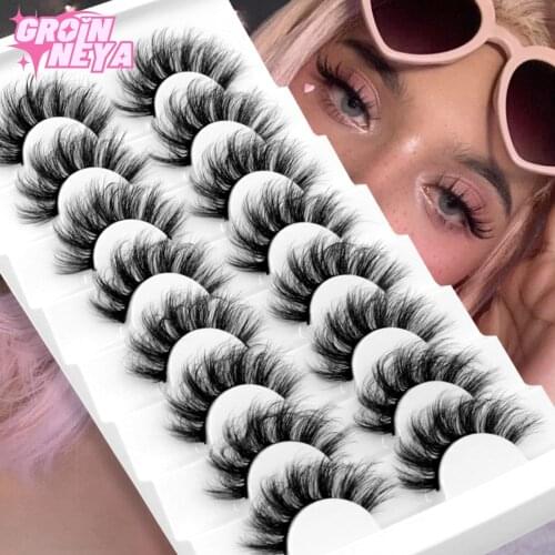3D Mink Lashes 5/8/10 Pairs Natural False Eyelashes Fluffy Soft Wispy Volume Dramatic Long Cross Eyelash Extension Makeup