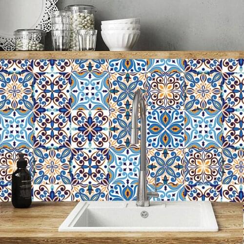 Morocco Style Retro Strip Wall Sticker Cupboard Bathroom Kitchen Decoration Wallpaper Waterproof Peel & Stick Vinyl Art Wall Dec