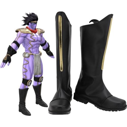 JOJO Star Platinum Boots Cosplay JoJos Bizarre Adventure Jotaro Kujo Stand Star Platinum Cosplay Shoes Black Boots