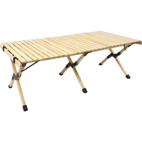 Lighten Up Solid Wood Folding Table Outdoor Portable Egg Roll Table Self Driving Camping Field Table