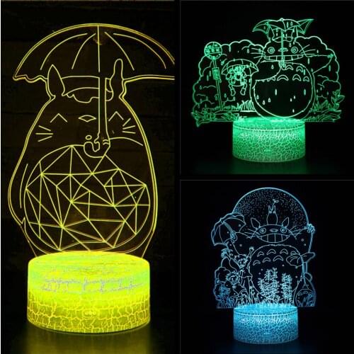 USB Japanese anime my neighbor with umbrella and umbrella cartoon model bedroom 3d night light led illusion light birthday gift