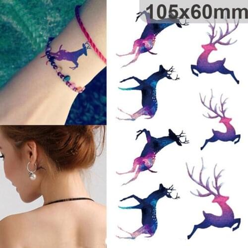 Waterproof Removable Tattoo Stickers Temporary Fake Tattoos Paste On Face Arm Leg For Body Art Colorful Animals Deer Sticker