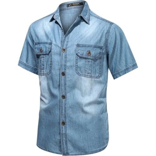 Xinbachen Mens Denim Shirts