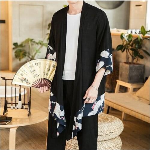 Japanese Kimono Cardigan Men Haori Yukata Male Samurai Clothing Blouse Kimono Jacket Mens Kimono Shirt Yukata Haori