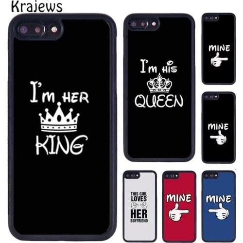 Krajews Funny Lover King Queen Mine His Phone Case For iPhone X XR XS 11 12 Pro MAX 5 6 7 8 Plus Samsung S5 S6 S7 S8 S9 S10