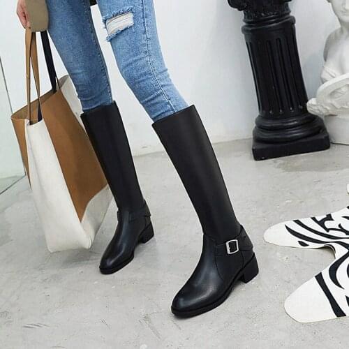 QZYERAI 2021 New Winter Vintage Stretch Round Knee-High Women Boots Genuine Leather Knight Boots Women' Shoes