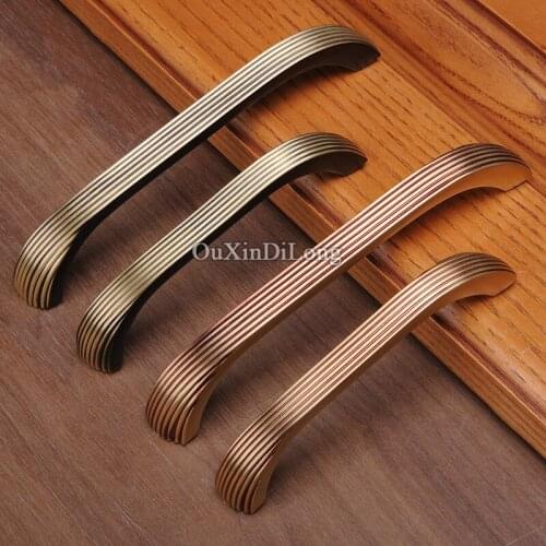 10PCS European Solid Brass Kitchen Door Furniture Handles Cupboard Wardrobe Drawer Dresser Cabinet Pulls Handles