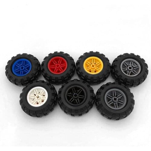4Pcs/Lot 44309 Tyre 43.2x22 ZR & Wheels Parts 55976 Tyre 56x26 Balloon DIY Educational Blocks Brick Children Toys fit for EV3