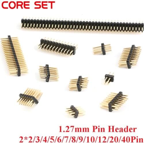 50Pcs 1.27mm Pin Header 1.27 Double Row Male 2~40P Breakaway PCB Board Connector Strip Pinheader 2*3/4/5/6/7/8/10/12/15/20/40p