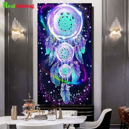 5d diy diamond painting Dream Catcher feather mosaic cross stitch 3d embroidery diamond Cartoon Full round square Drill N2246