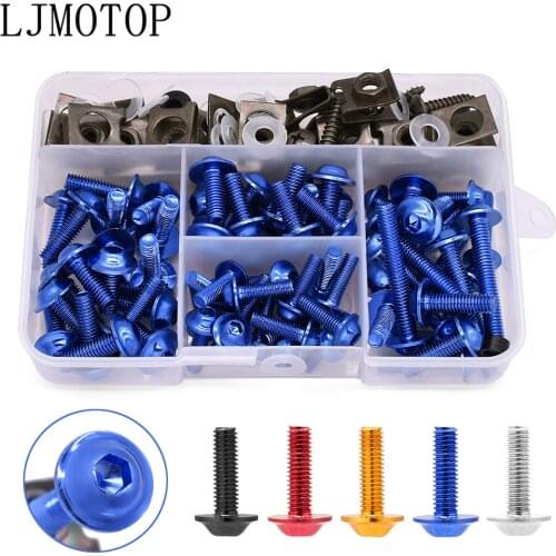 Aluminium Motorcycle M5 M6 Fairing Bolts Fastener Clips Screw Nuts for Yamaha Xvs 650 Dragstar Super Tenere Raptor 700 175PCS CC