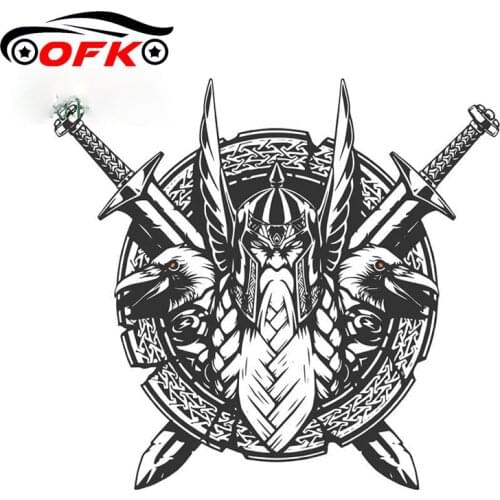 Car Stickers, Motorcycle Decals Viking Odin Decorative Accessories,to Cover Scratches Sunscreen Waterproof PVC.13cm X 12cm