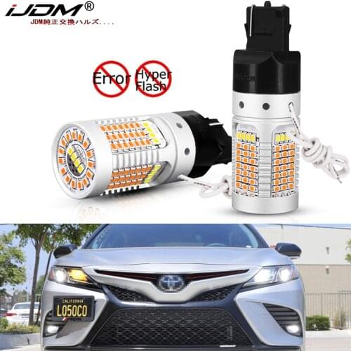No Hyper Flash white/Amber 7440 992A T20 LED LED Bulbs For 2018-up Toyota Camry L LE SE Hybrid Daytime Running/Turn Signal Light