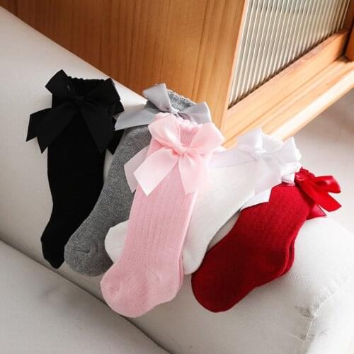 Childrens stockings Heavy Industry Lace Bowknot Baby Socks Knee High Princess Girl Dress Sock Princess