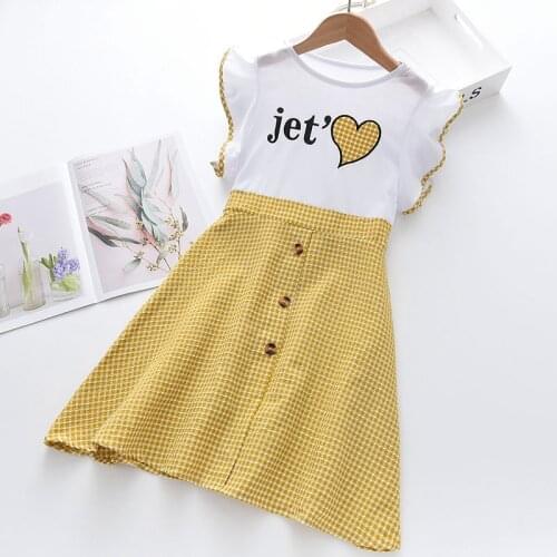 2021 Summer Girls Casual Dresses Childrens Plaid Patchwork Costume Teenagers Kids Ruffles Cute Clothes For 4 5 7 9 13 Years Old