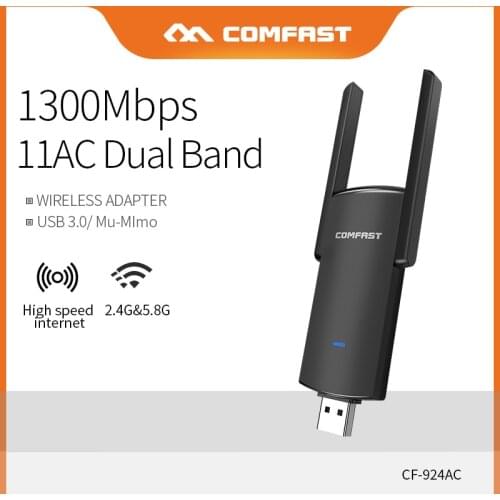 1300Mbps Dual Band 5G USB Wifi Adapter Support Mu-mimo Wireless WiFi Network Adapter
