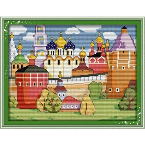 Everlasting Love Spring Castle Chinese Cross Stitch Kits Ecological Cotton Stamped Printed 11CT 14CT DIY Christmas Decorations