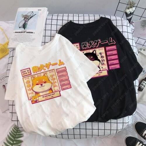 Harajuku Womens T-shirt Aesthetic Camisas Mujer Kawaii Cute Shiba Inu Doge Top Female T Shirts Summer Korean Streetwear Clothes