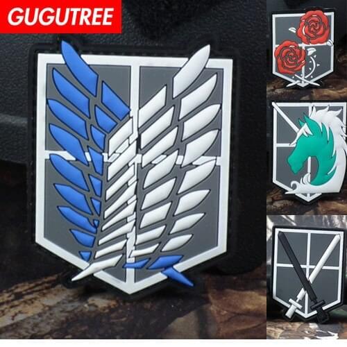 GUGUTREE embroidery pvc HOOK&LOOP wings horse patches war sword rose patches badges applique patches for clothing AD-104