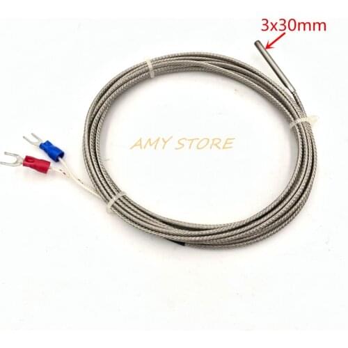 K Type E Type 3x30mm Thermocouple Temperature Controller Sensor Probe 0-600C 0-400C Cable Wire 0.5 1 1.5 2 2.5 3 4 5 10Meter