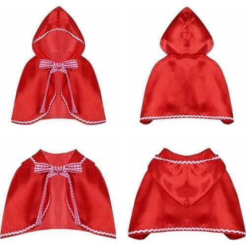 Little Girls Red Hood Costume Cape Dress up Halloween Cloak Cosplay Princess Cloak Coar for Toddler Little Kids Teenage Girls