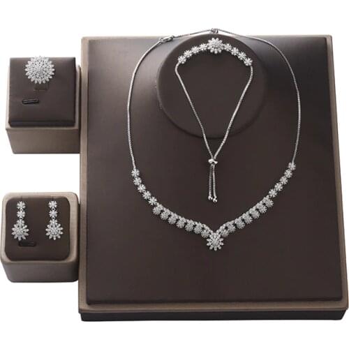 Choker Jewelry Set HADIYANA Elegant Women Wedding Party Trendy Necklace Earrings Ring And Bracelet Set Zircon CNY0085 Bisuteria