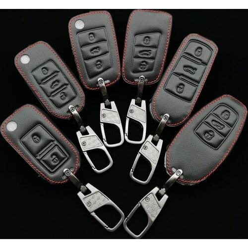 Leather Cover Car Key Case Fob Shield For Vw Golf Bora Jetta Polo Passat Skoda Superb Octavia Fabia Seat Ibiza Leon, Car Styling