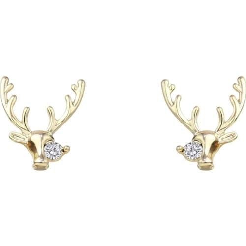 Little Elk Earrings Simple Crystal Earrings All-match Antler Earrings Super Fairy Girl