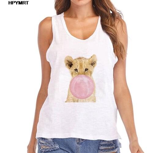 Summer Kawaii Animals blowing bubbles Print Aesthetic Tank Tops Women Fashion Casual Sleeveless Tee Oversized Sexy Vest Clothes