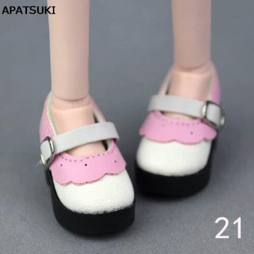 6*2.5cm Pink White Fake Leather Fashion Shoes For 1/4 BJD Doll Shoes For 40-50cm XinYi Doll High-heel Shoes For Saron Dolls