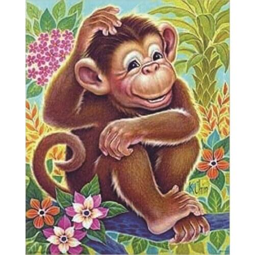 2018 Limited 5d Diy Diamond Painting Monkey And Flower Full Rhinestone 3d Embroidery Crystals Mosaic Picture Bead Needlework