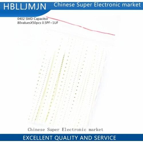 0402 SMD Capacitor Sample 80ValuesX50Pcs=4000Pcs 0.5PF~1UF Assortment Kit