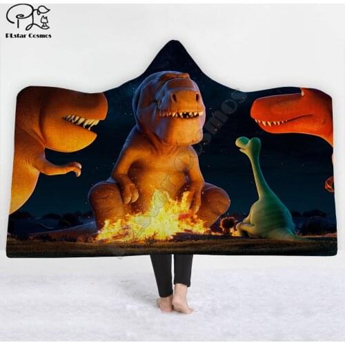 Multi-pattern dinosaur Hooded Blanket Adult colorful child Sherpa Fleece Wearable Blanket Microfiber Bedding style-4