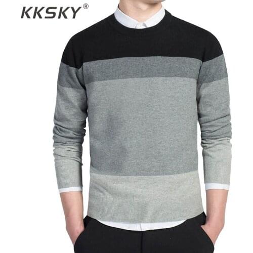 Casual Mens Sweater Long Sleeves Pullover Men O Neck Stripped Mens Sweaters Pullovers Knitting Pull Homme Autumn Coats M-3XL