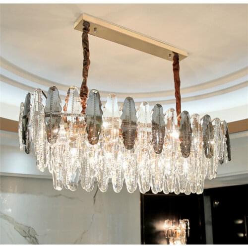 Dining Room Luxury Dining Room K9 Crystal Led Pendant Light E14 Luminarias Clear & Gray Cristal Led Pendant Lamp Gold Round Lamp