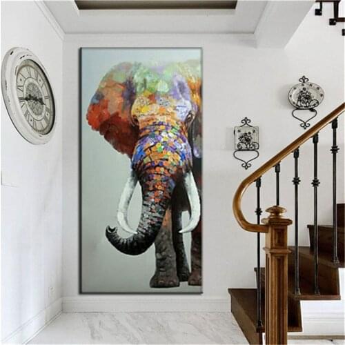 Hand painted Asian elephant African elephant elephant oil painting on canvas handmade modern animal oil painting decoration home