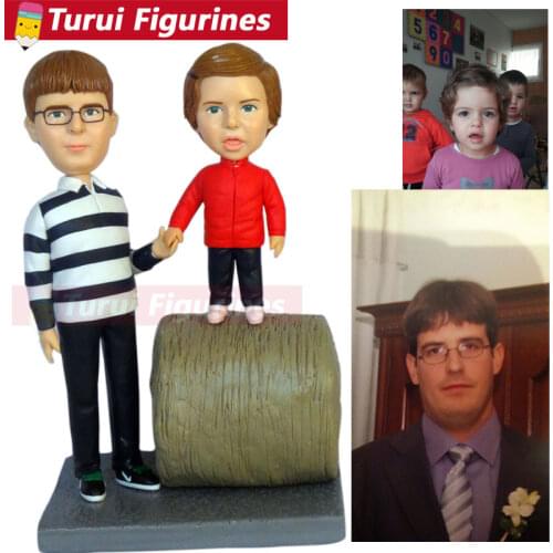 Make a bust from photos dad and daughter bobblehead design custom bobblehead dolls clay statue for couple anniversary souvenir