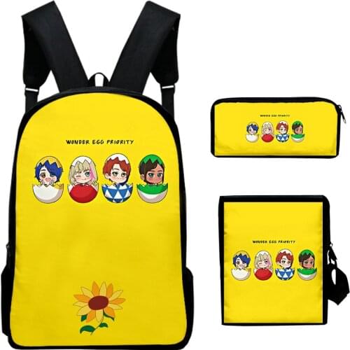 WONDER EGG PRIORITY Schoolbag Three-Piece Set Anime Surrounding Backpack Satchel Student Pen Bag Customization