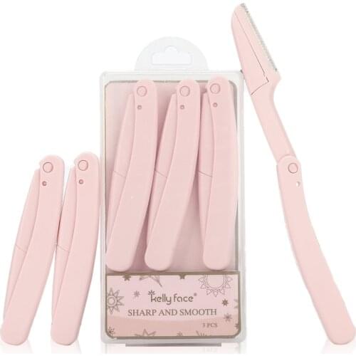 3Pcs Eyebrow Epilator Folding Eyebrow Trimmer Safety Scraping Eyebrow Razor Beauty Dermaplaning Tool Eyebrow Scissors