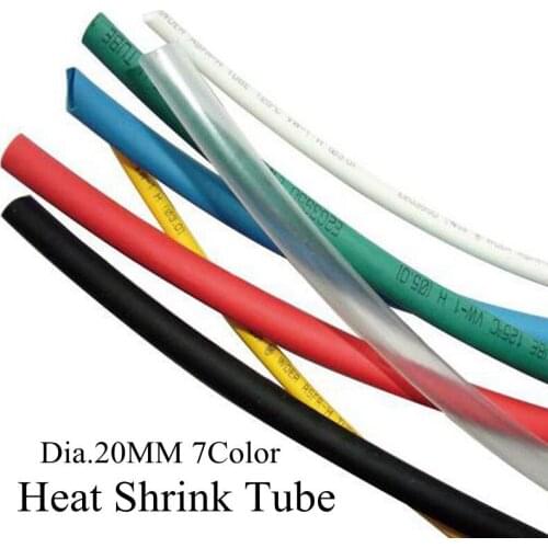 20mm Red Green Yellow Blue Black White Transparent Assorted Heat Shrink Tube Tubing Wire Wrap Insulation Sleeve Heating Cable
