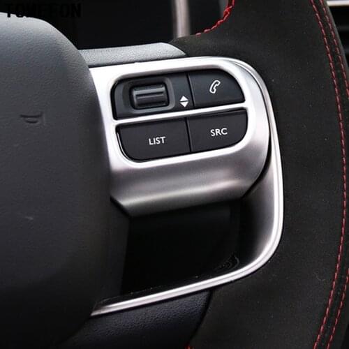 TOMEFON 2pcs For Citroen Aircross C5 SUV Hatchback Steering Wheel Decoration Trim ABS Chrome Carbon Fiber Paint