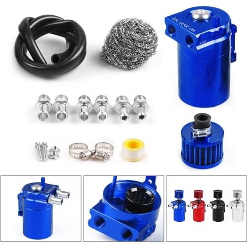 Universal Aluminum Oil Catch Can Tank With With Filter With Oil Dipstick Polish Baffled Reservoir Red Blue Black Silver TT102110